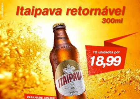 No Perobão 3 você compra 12 litrinhos Itaipava por R$ 18,99 e ganha os vasilhames