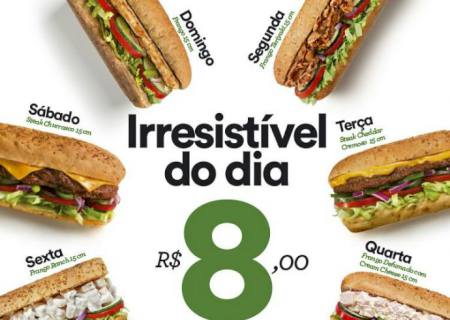 Irresistível do dia no Subway de Nova Andradina por R$ 8