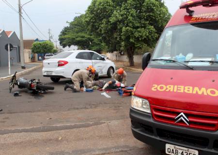 Motociclista é fechado por carro e fica ferido em Nova Andradina