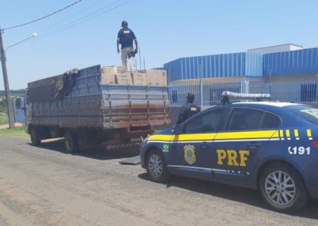 PRF apreende 175 mil maços de cigarros contrabandeados na BR-158