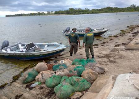 PMA e IBAMA apreendem 55 redes de pesca no lago da usina Sérgio Motta