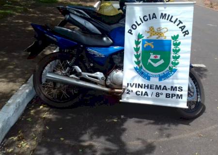 Polícia Militar de Ivinhema recupera moto furtada