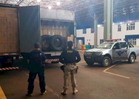 Ação da PRF e Receita Federal apreende 400 mil maços de cigarros