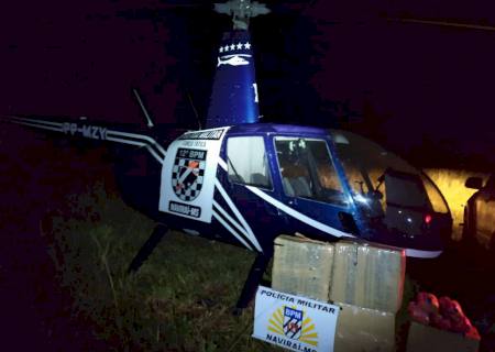 Em Naviraí, PM apreende 188 quilos de pasta base de cocaína e apreende helicóptero