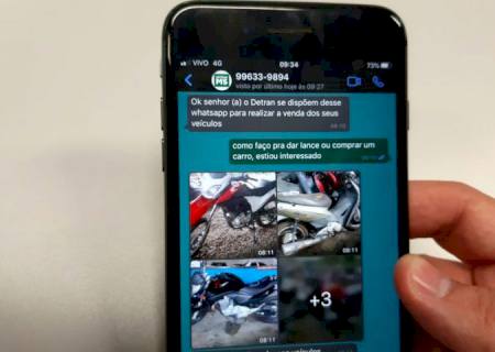 Detran alerta sobre golpe de venda de veículos de leilão pelo WhatsApp