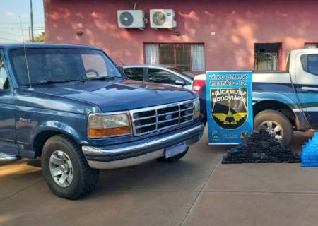 PMR descobre maconha em compartimento oculto de caminhonete