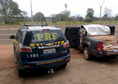 Caminhonete cheia de maconha e com placas clonadas é apreendida pela PRF em MS