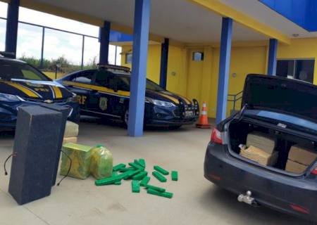 PRF apreende 138 kg de maconha após tentativa de fuga na BR-163