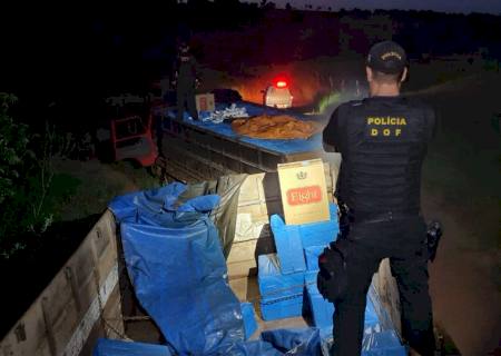 DOF intercepta dois caminhões carregados com cigarros contrabandeados