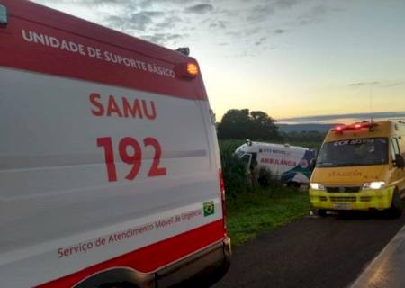 UTI móvel de Coxim tem frente destruída em acidente na BR-163, entre Rio Verde e Coxim