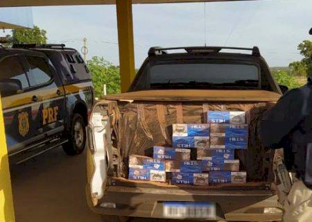 PRF apreende picape lotada com 25 mil maços de cigarros na BR-163