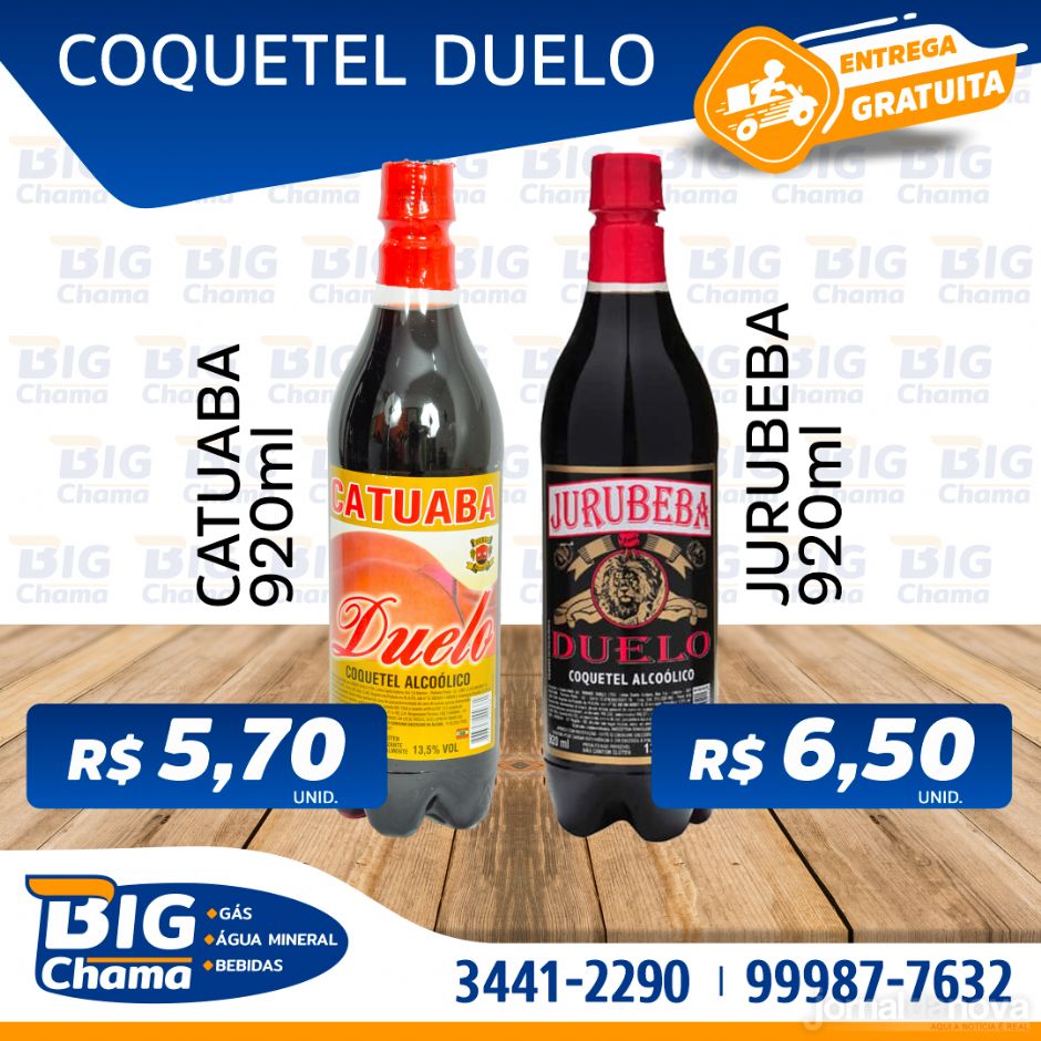 Delivery on-line gratuito e rápido somente no Big Chama ''Gás, Água Mineral e Bebidas''