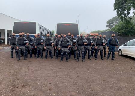 Vídeo: Choque chega a Dourados para atuar em possíveis distúrbios causados por manifestações
