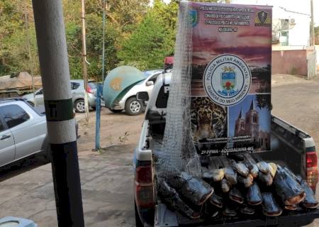PMA prende mais um pescador profissional com 134 kg de pescado em Aquidauana