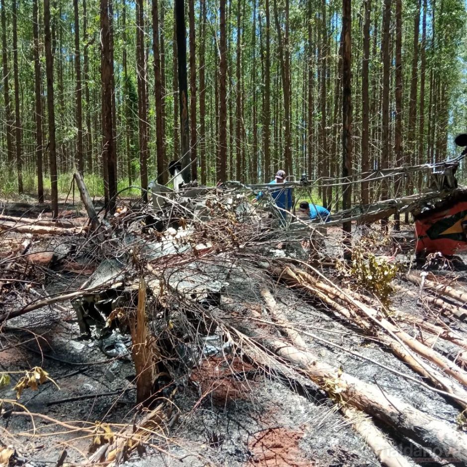 Avião de pequeno porte cai em fazenda na cidade de Santa Rita do Pardo