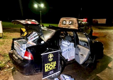 DOF apreende carro adulterado carregado com cigarros contrabandeados em Ponta Porã
