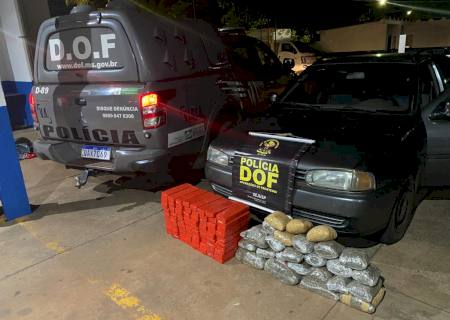 Após fuga do DOF, traficante abondona carro com mais de 62 kg de drogas na MS-289 em Amambai