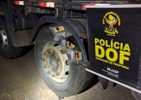 DOF encontra maconha dentro de pneus de caminhão em Ponta Porã