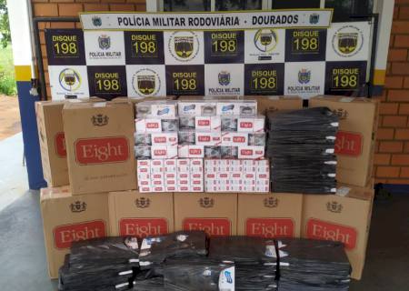 Carga de cigarros avaliada em R$ 65 mil é apreendida em Caarapó