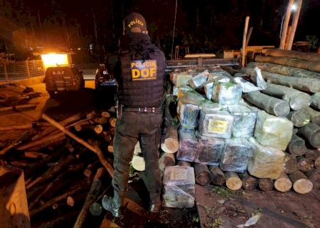 DOF apreende carga milionária de droga em meio carregamento de madeira em Ponta Porã