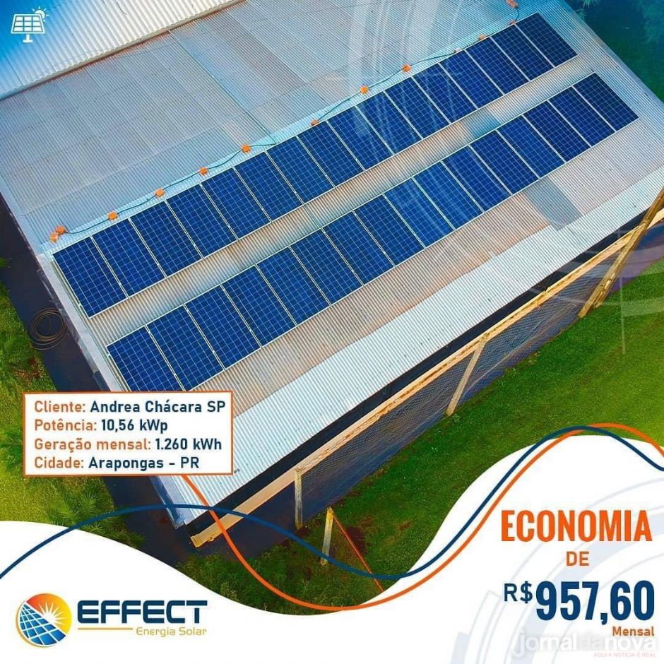 Effect Energia Solar: Economize até 95% do valor da sua conta de energia com quem é referência!