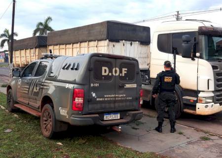 DOF apreende carreta que era levada ao Paraguai com sinal de identificação adulterado