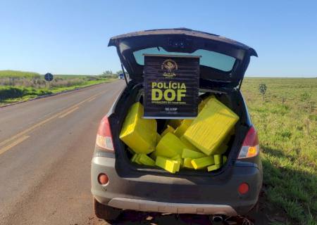 DOF apreende carro roubado e carregado com drogas na zona rural de Iguatemi
