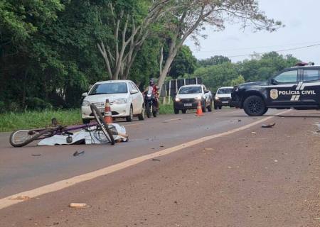 Idoso de bicicleta morre atropelado ao tentar atravessar a BR-376 entre Fátima do Sul e Vicentina