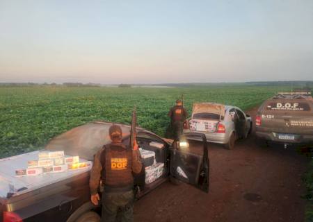 Dois veículos são apreendidos pelo DOF abarrotados com cigarros contrabandeados na MS-378