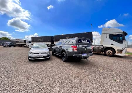 DOF apreende duas carretas com pneus trazidos do Paraguai