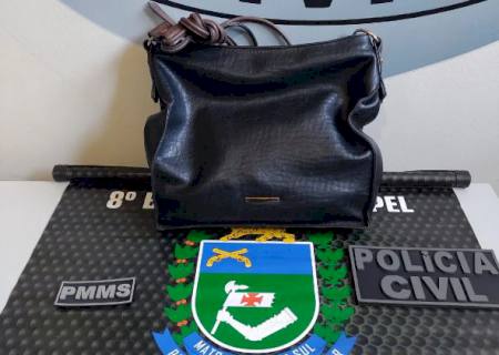 Em ação conjunta, polícia prende ladrão e recupera bolsa furtada em Taquarussu