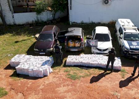 Força Tática apreende três carros com cigarros contrabandeados e mercadorias em Nova Casa Verde