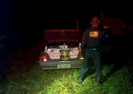 DOF apreende carro com cigarros contrabandeados após fuga em Sidrolândia