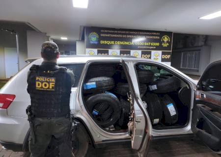 DOF apreende veículo com 120 pneus de origem estrangeira
