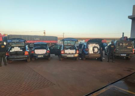 DOF intercepta comboio de carros com produtos contrabandeados em Maracaju