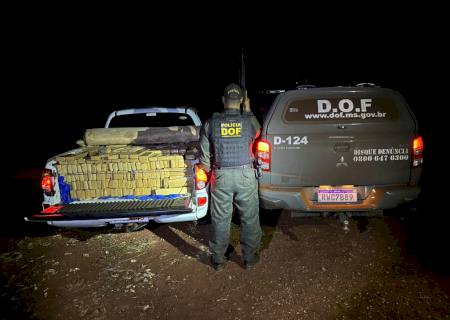 DOF apreende caminhonete roubada e carregada com maconha em Dourados