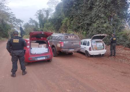 DOF apreende dois carros carregados com cigarros contrabandeados na MS-280