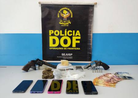 Quarteto é preso com armas de fogo e drogas em Rio Brilhante