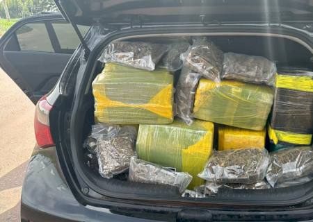 Traficante abandona carro carregado com maconha após fuga da Polícia Militar Rodoviária na MS-164