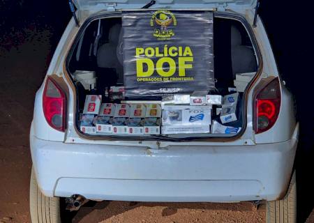 Carro carregado com cigarros contrabandeados é apreendido em Sidrolândia