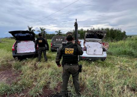 Veículos que seguiam com cigarros ilegais para Campo Grande são apreendidos em Ponta Porã