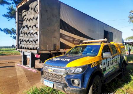 Polícia Militar Rodoviária apreende carga de pneus usados em Ponta Porã