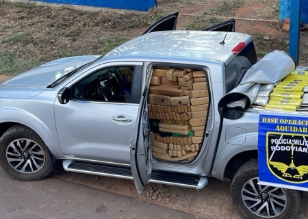 Traficante foge da Polícia Militar Rodoviária e abandona caminhonete com mais de R$ 4 milhões em droga em Ponta Porã