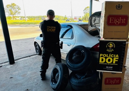 Ao ver a viatura do DOF, homem abandona veículo com produtos ilegais em pátio de hotel