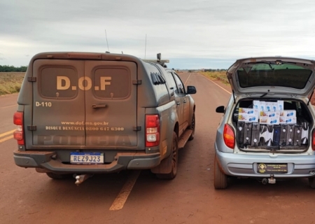 DOF apreende carro com mais de 500 pacotes de cigarros contrabandeados