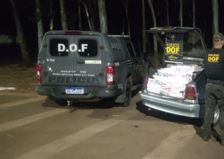 DOF apreende carro abarrotado com cigarros contrabandeados do Paraguai