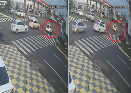 Em Nova Andradina, PM fica ferido em acidente de trânsito e condutor do carro suspeito de provocar o sinistro fugiu