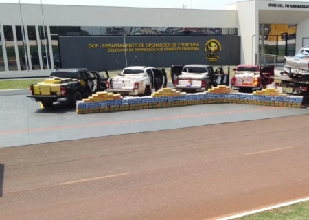 Fronteira: ação do DOF apreende quase 20 ton de maconha em comboio de caminhonetes e em entreposto