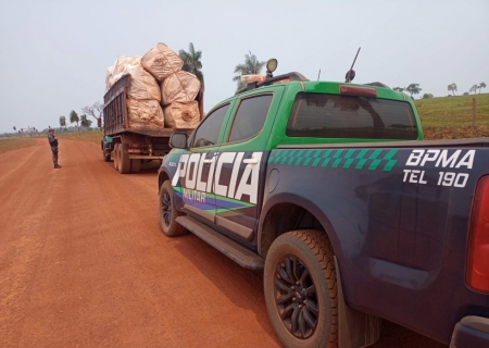Polícia Ambiental apreende caminhão com mais de 1,3 mil embalagens vazias de agrotóxicos transportadas ilegalmente