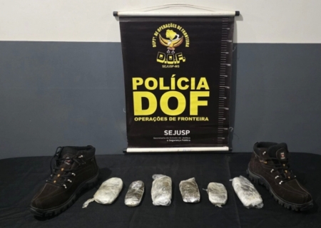 Jovem é preso pelo DOF com haxixe marroquino escondido em calçado